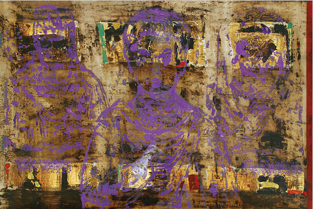 Mischtechnik auf Papier und Gold, 46x68cm, 2008